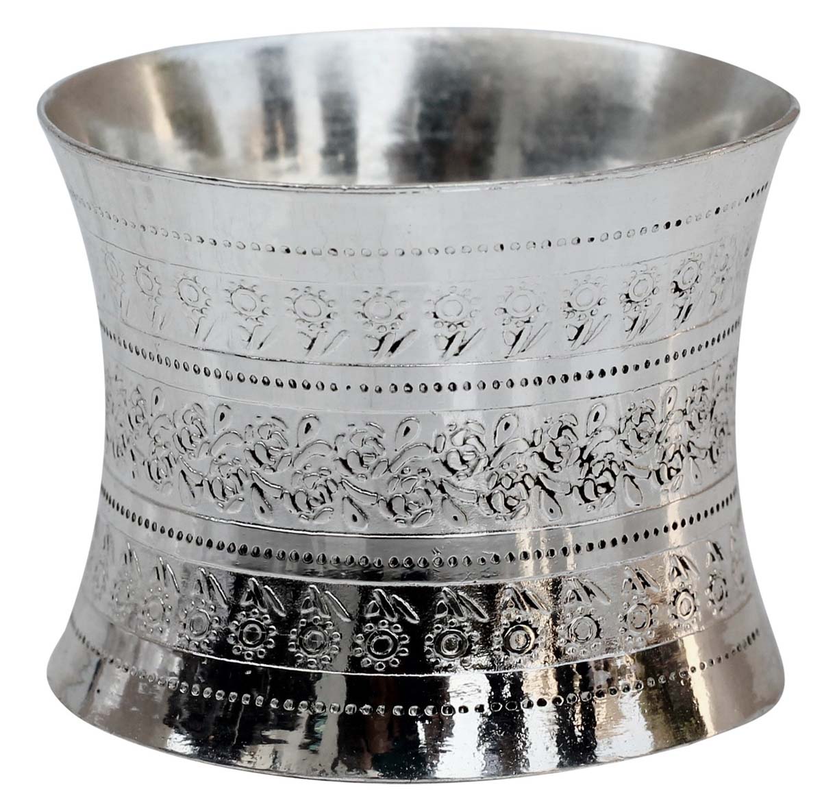 Napkin Rings in Bulk - Napkin Rings - Cast in Brass - Nickel Plated - Engraved Floral Motifs - Dining Table Accessories